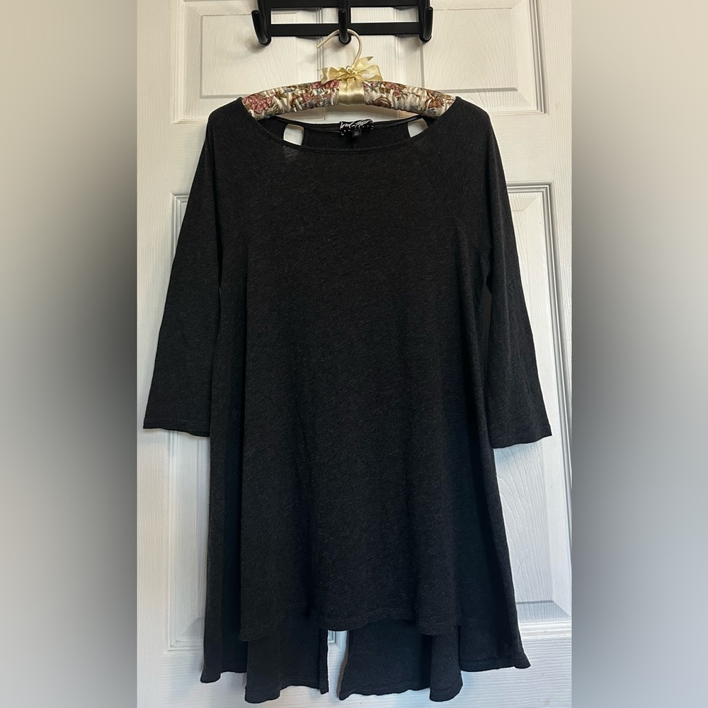 Lord & Taylor Charcoal Tunic Top